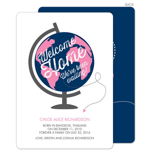 Pink Welcome Home Adoption Announcements
